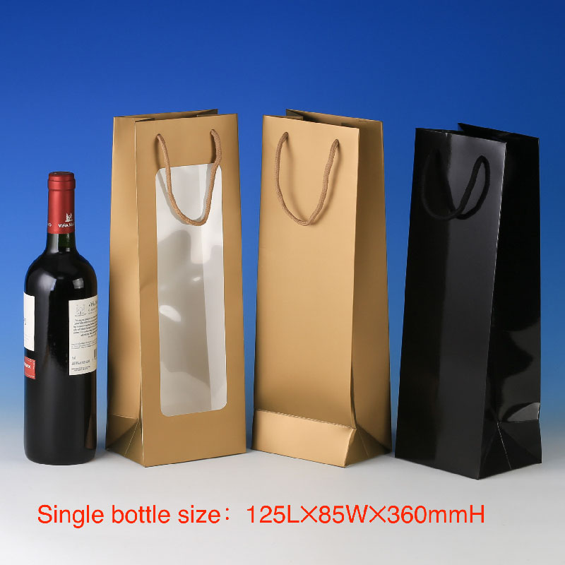 LS6001-Single wine bag with open PVC window