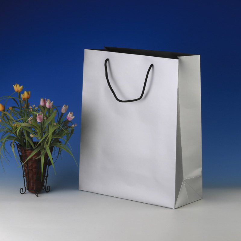 LS6004-Silver Matt Large paper Giftbag: Price @US$0.48/MOQ:3,000pcs