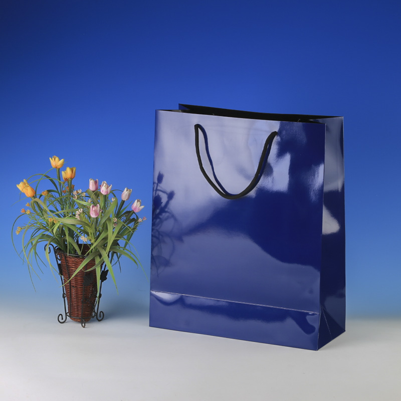 LS6012-Navy Glossy Large paper Giftbag: Price @US$0.48/MOQ:3,000pcs
