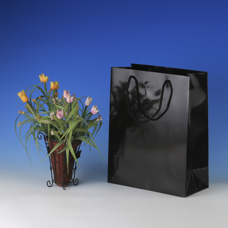 LS6016-Black  Glossy Med paper Giftbag: Price @US$0.38/MOQ:3,000pcs