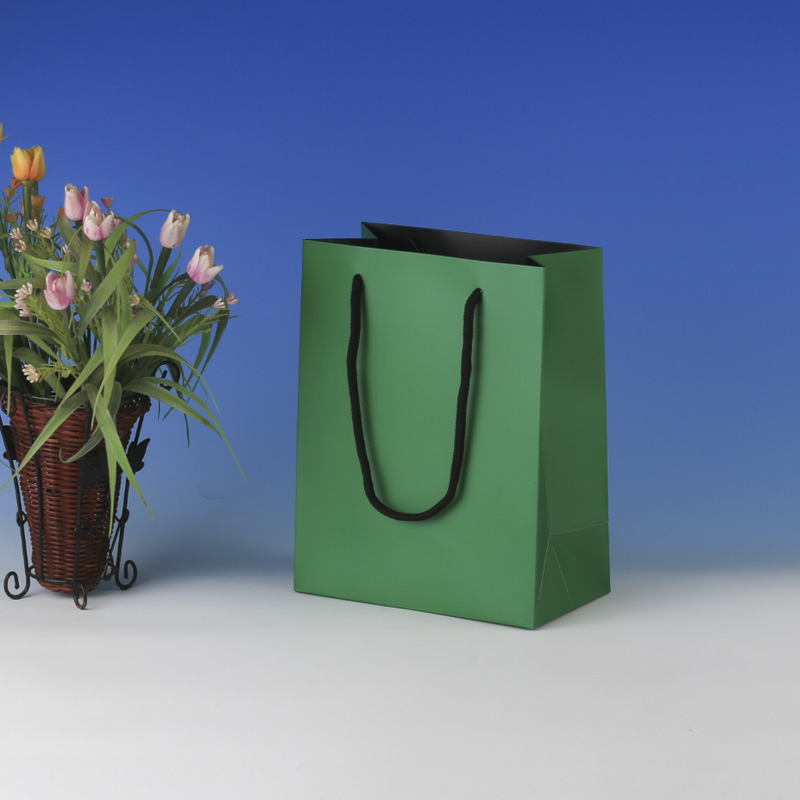 LS6030-Green Matt Small paper Giftbag: Price @US$0.295/MOQ:3,000pcs