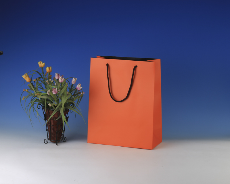 LS6034-Orange Matt Med paper Giftbag: Price @US$0.38/MOQ:3,000pcs