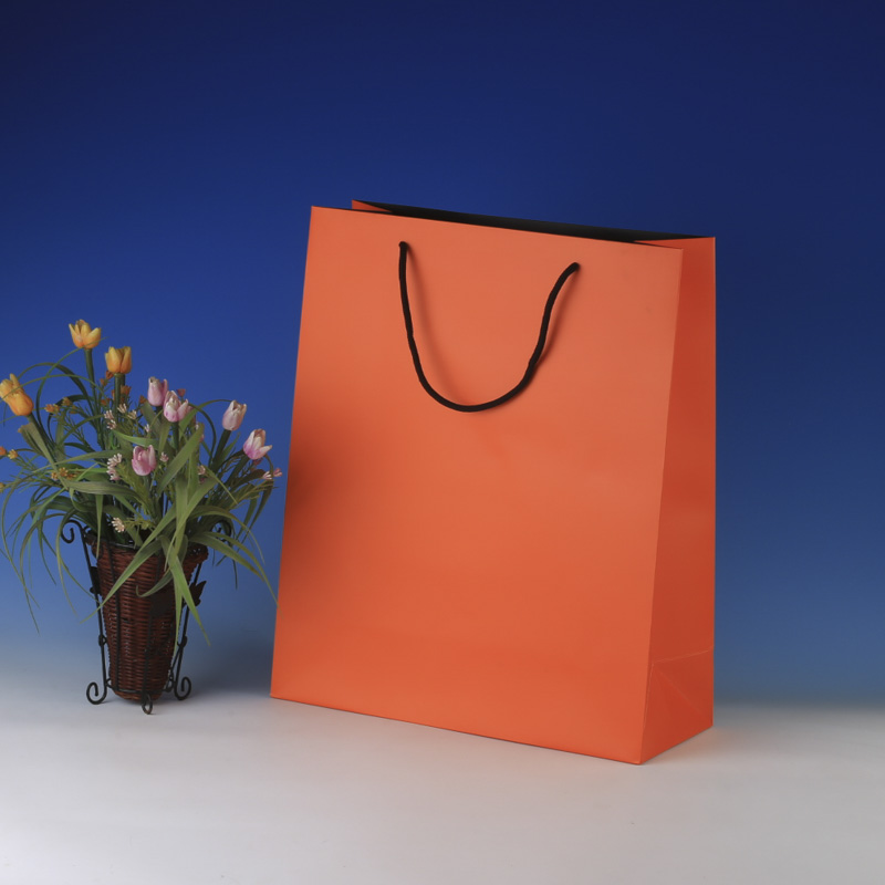 LS6035-Orange Matt Large paper Giftbag: Price @US$0.48/MOQ:3,000pcs