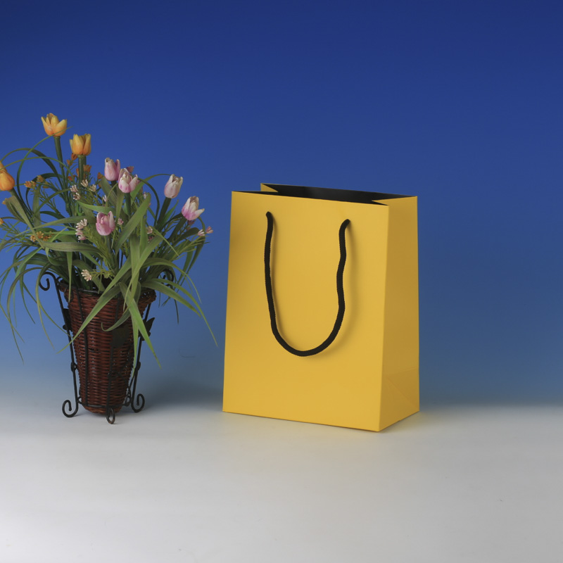 LS6036-Yellow Matt Small paper Giftbag: Price @US$0.295/MOQ:3,000pcs