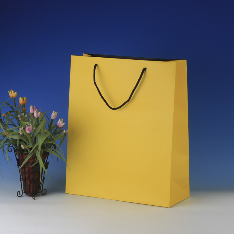 LS6038- Yellow Matt Large paper Giftbag: Price @US$0.48/MOQ:3,000pcs