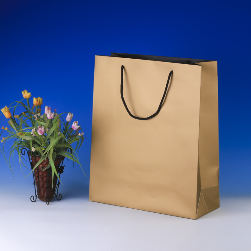 LS6018-Gold Matt Large paper Giftbag: Price @US$0.48/MOQ:3,000pcs